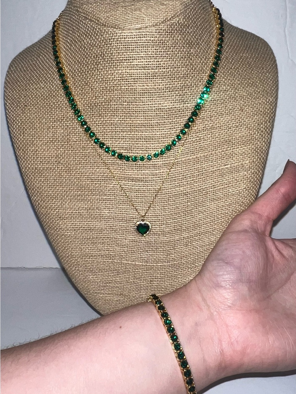 kate spade Gold-Tone Green Crystal Necklace Trio